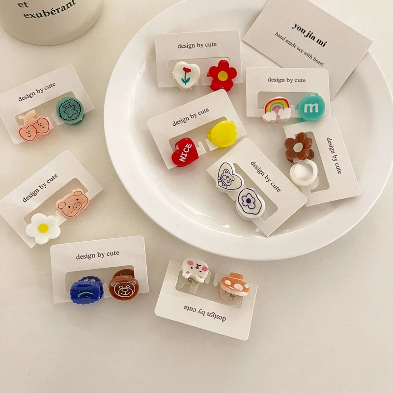 2pcs/lot Cartoon Bear Cherry Hairpins for Baby Girls Cute Mini Grab Clip  Headwear Headdress Little Hair Accessories Girls Kids