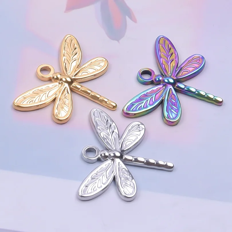 

WZNB 5Pcs Dragonfly Charms Insect Stainless Steel Pendant for Jewelry Findings Making Diy Earring Necklace Accessories Wholesale