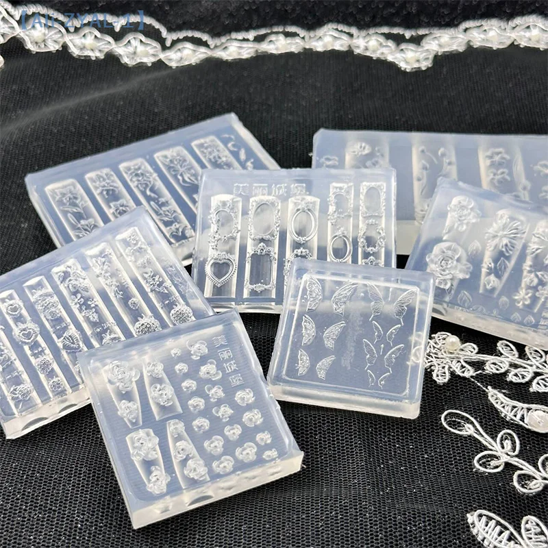 【ZYAL-1】실리콘 네일 몰드 장미꽃 모양 네일 장식 네일 살롱 네일 DIY 디자인 네일 살롱 입체 매니큐어 도구