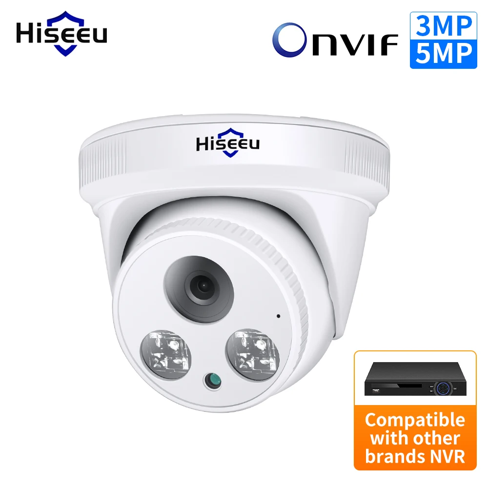 Hiseeu 5MP 3MP POE IP Security Surveillance Camera H.265+ Dome CCTV ONVIF Audio Record Motion Detection Indoor Home Roof