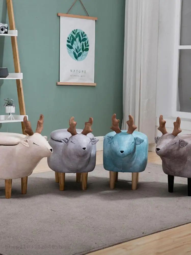 Creative Christmas Gift Lucking Fawn Dressing Stool Shoe Changing Stool Shoe Storage Cosmetic Animal