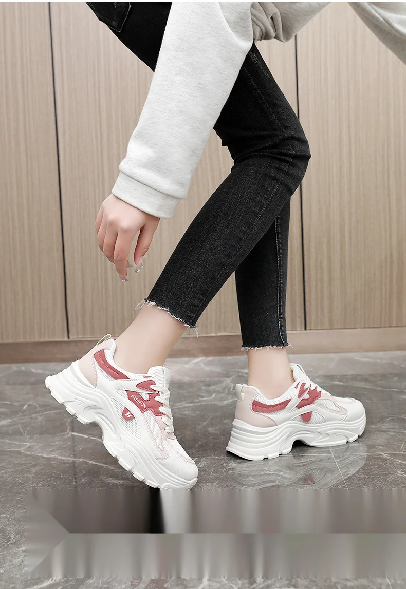 Sieviešu apavi tētim pavasarī jauni bieza zole modernas vispiemērotākās dāmu apavi tētim ērti ikdienas apavi ceļojumiem brīvā dabā_voghion.com