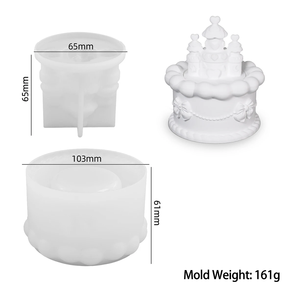 Description Picture 2 of itemCastle Cake Candle Jar Silicone Molds With Lids Jewelry Storage Box Resin Casting Molds DIY Flowerpot Concrete Mold Crafts Gifts