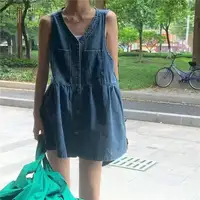 Sleeveless Strap Dress Women Summer Single-Breasted Pockets Denim Dresses Woman Korean Style Loose A Line Mini Dress - Image 5
