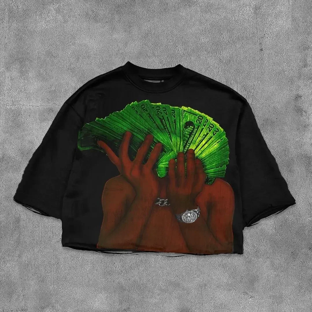 Y2K Street Harajuku Hip hop mens top short sleeve T-shirt Goth High Street casual print loose T-shirt oversized t shirt gulf