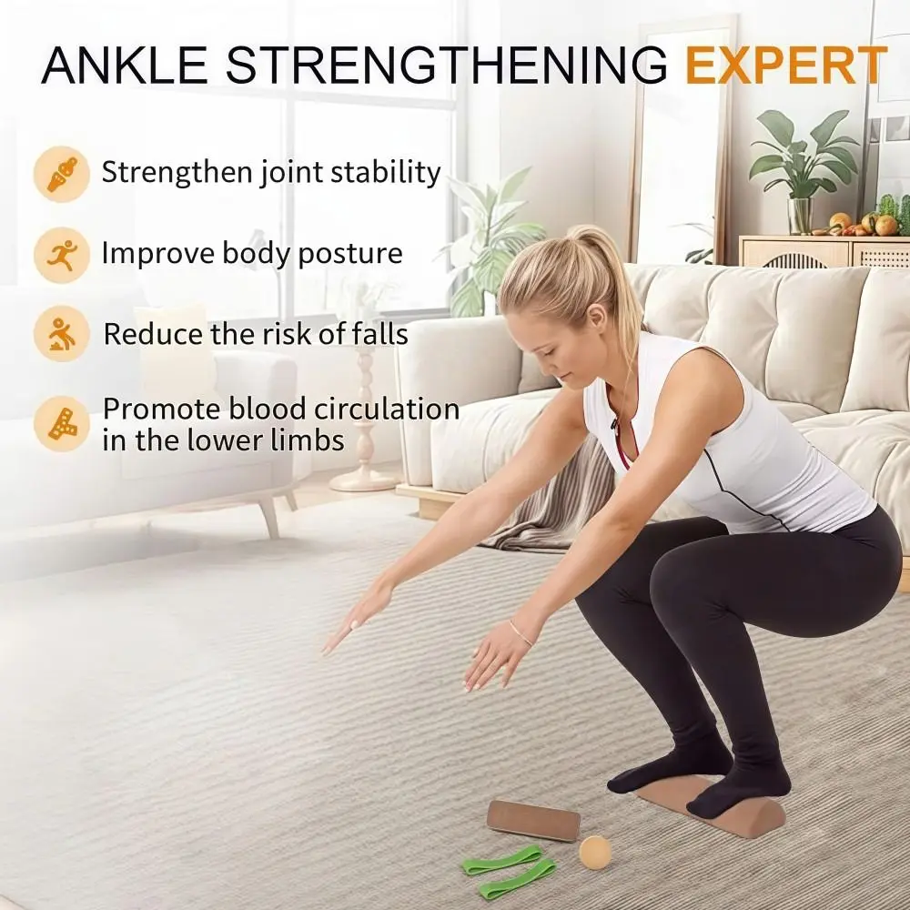 코르크 밸런스 보드 발목 안정성 트레이너 발 기능 강화 발 근력 강화 휴대용 반원형 요가 마사지 기구