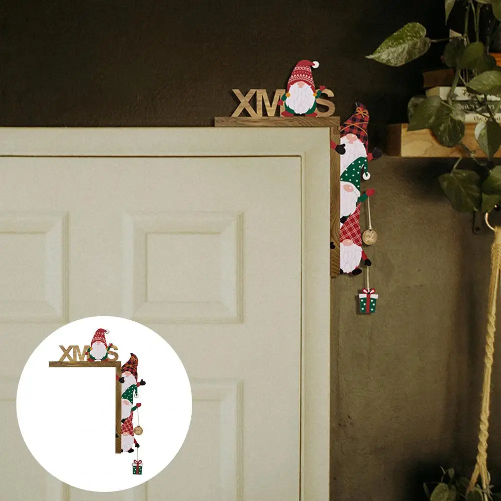 

Door Frame Ornament Festive Gnome Wooden Christmas Door Decorations Durable Xmas Window Ornaments for Home Enhance Door Frame