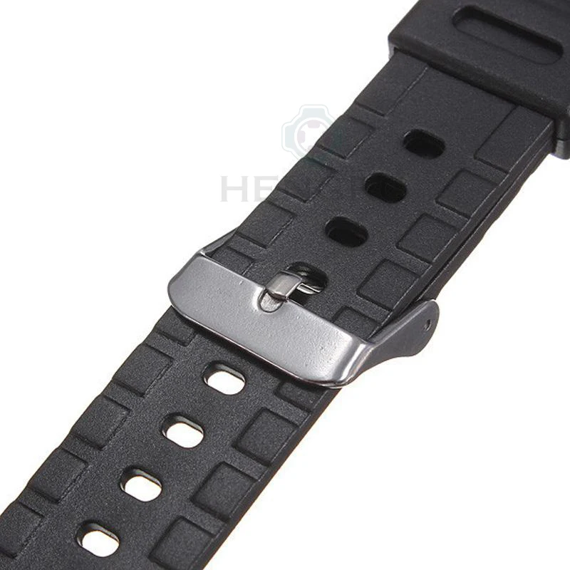 Black Silicone Sport Diving Watch Band with Silver Pin Buckle
