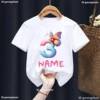 Watercolor Butterfly Number 1-9 Year Girl Tshirt Personalized Name For Children'S Birthday Party Costume Tshirt Cute Kids Tshirt 4