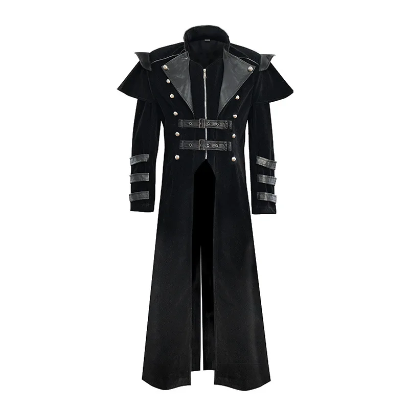 

Vintage Black Steampunk Victorian Coat Tailcoat Jacket Men 2023 Brand Medieval Pirate Gothic Jacket Dinner Halloween Costume 3XL