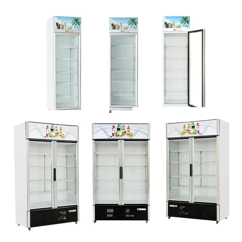 Commercial Glass Door Freezer Dual Temperature Cooler Shelf Display Fridge Refrigeration Beverage Refrigerator For Juice