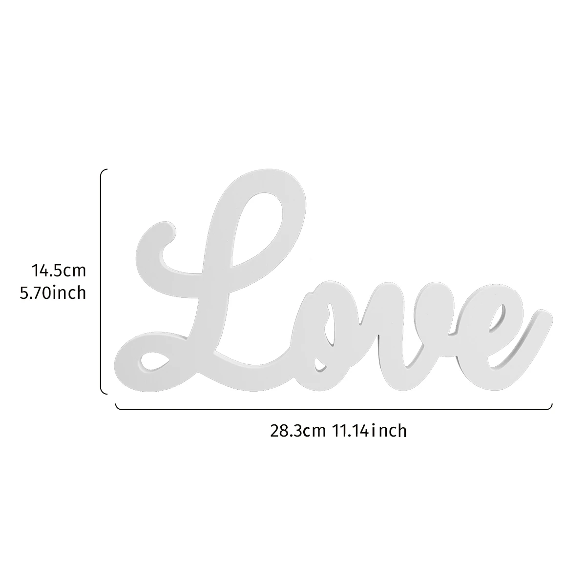 1 white Chevy board love letter decoration plate, 11 inch interior desktop warm decoration letter decoration, suitable for holid