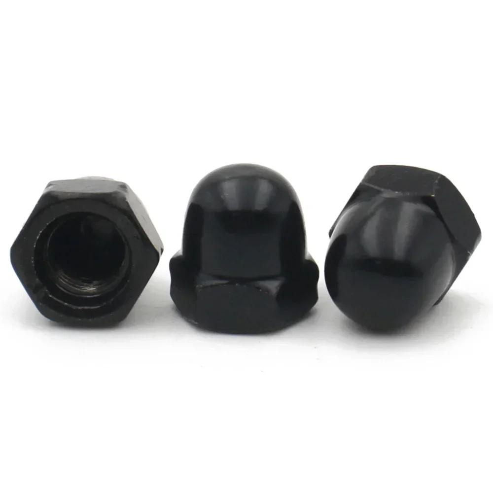 10Pcs/lot Black Carbon Steel Metric Acorn Nuts M3 M4 M5 M6 M8 M10 M12 Domed Cap Nuts Crown Hex Nut Hexagon Nuts Carbon Steel Nuts