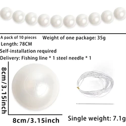 Elegant Pearl Beaded White Wedding Backdrop Wall Decor (8cm)