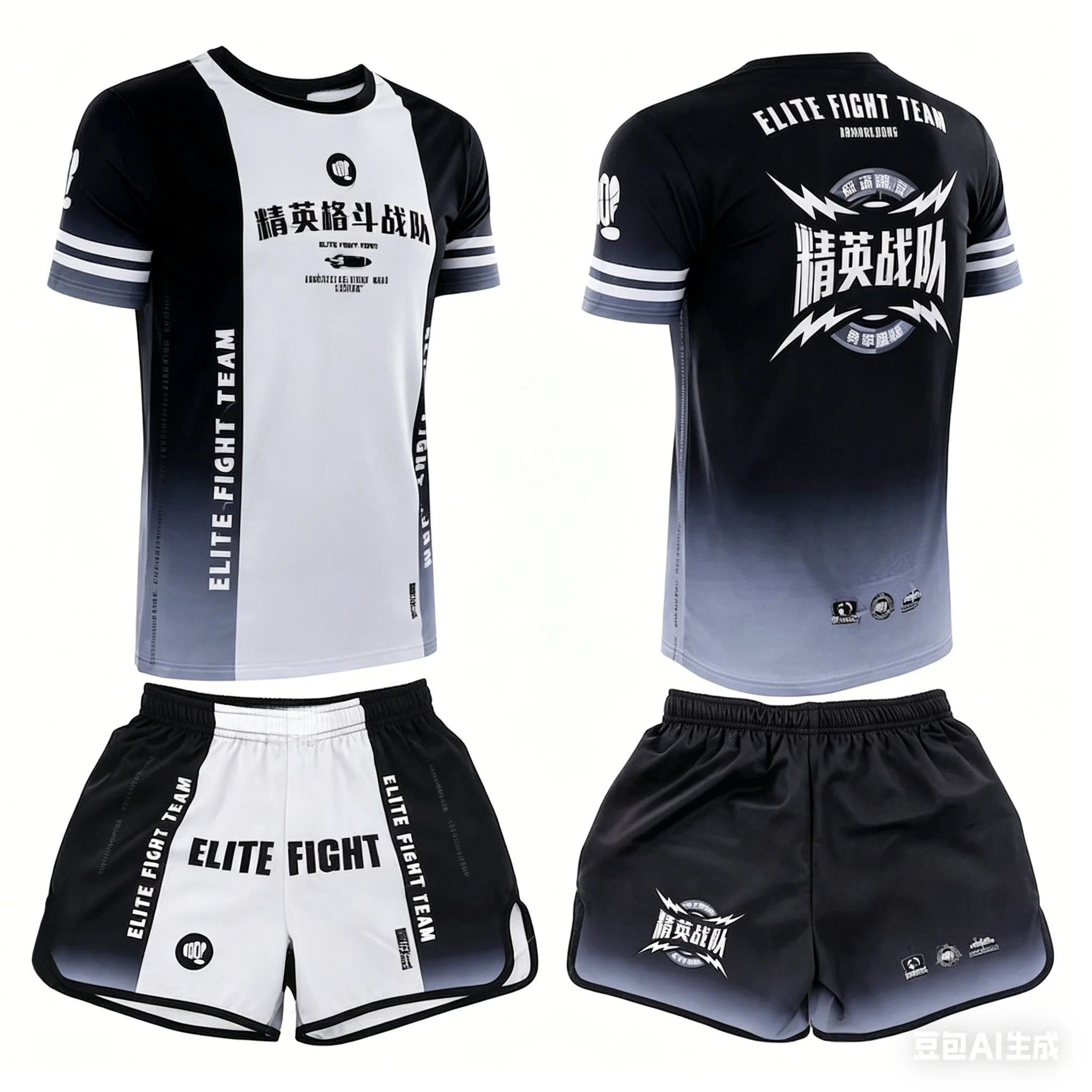 2026 Summer Men's MMA Training Suit Quick Dry Combat Sportswear Set Bold Pink & Black Graphic Shorts & T-Shirt Outfit for Kids