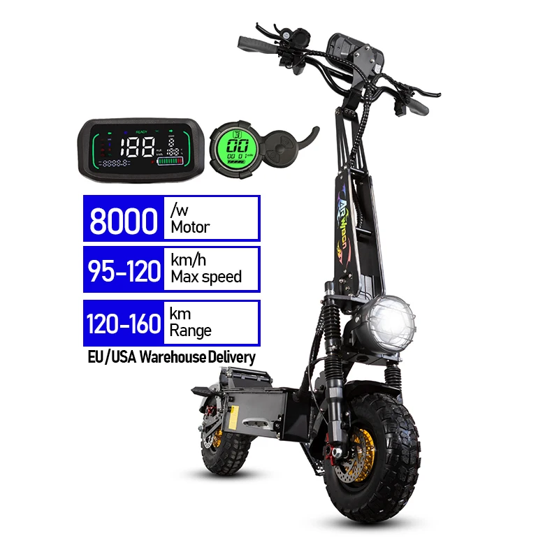 8000W dual motor 60V 65AH battery Adult Electric Scooter 13-inch tire M01 China warehouse