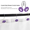 New 12Pcs Acrylic Round Bling Rhinestone Shower Curtain Hooks Bathroom Supplies Round Rhinestone Easy Install Bathroom Supplies 5