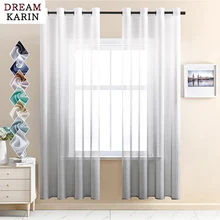 

DK Gradient Color Sheer Curtains for Living Room Bedroom Tulle Curtains for the Room Kitchen Decoration Window Treatment Drapes