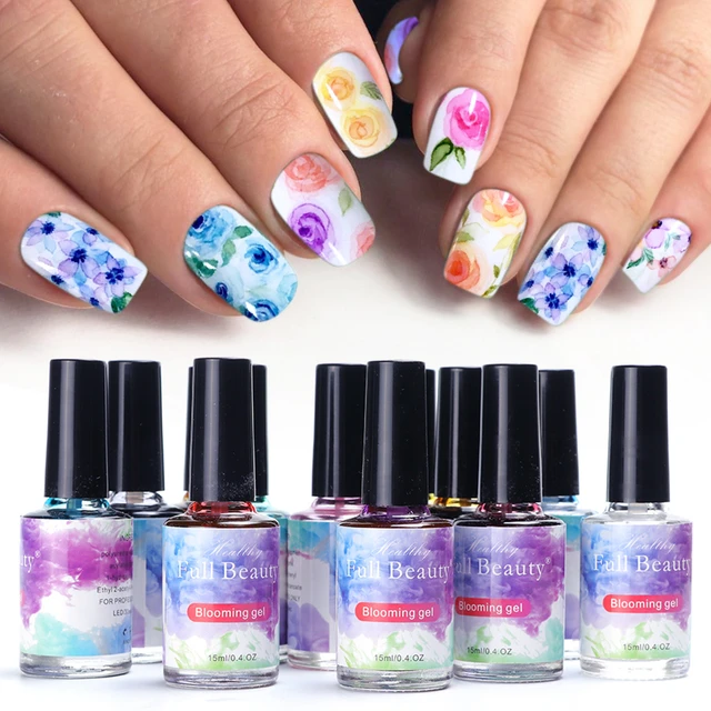 1PC 15ml Nail Blooming Liquid Spreading Effect Watercolor Gel Polish With  Nail Brush | SHEIN USA