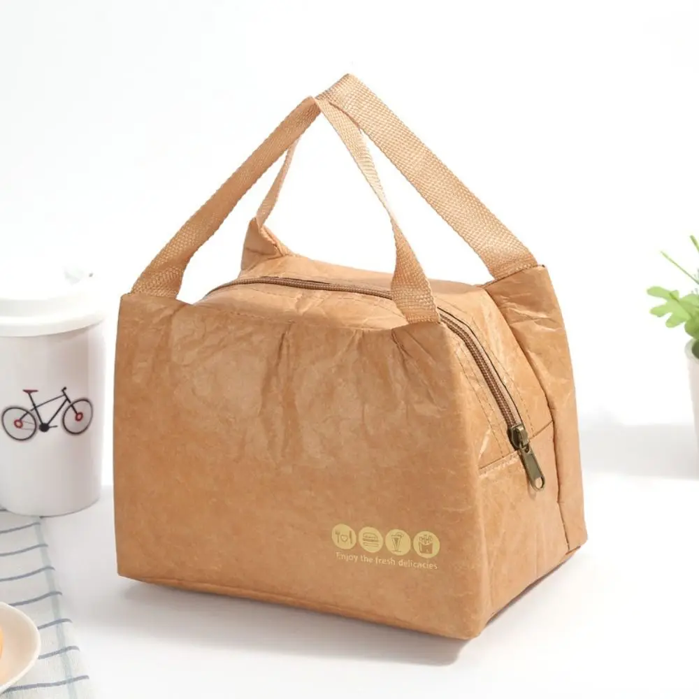 

Package Leakproof Thermal Breakfast Organizer Tote Canvas Lunch Bag Kraft Paper Bags Waterproof Lunch Bag Food Hand Bags