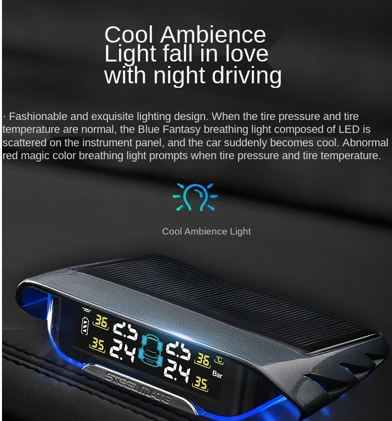 New Steel Mate Tire Pressure Monitoring Built-in Wireless Built-in Solar Energy Detection TPMS System New X1