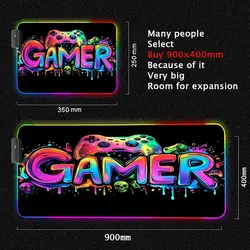RGB Gaming Mouse Pad XXL - Enhanced LED Backlit Mouse Mat - RGB350x250x3mm (BLACK4)