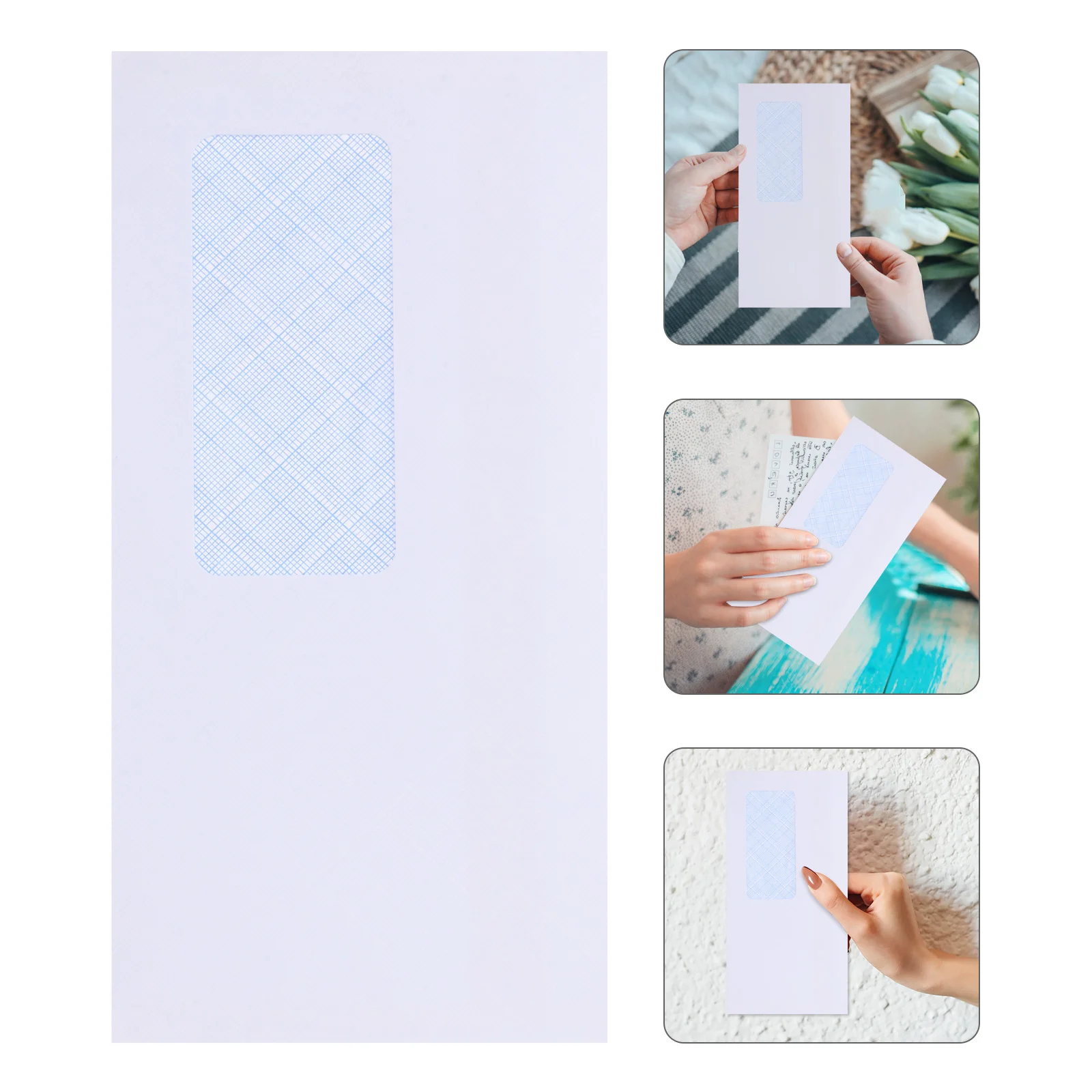 50pcs Self Sealing Security Envelopes Left Window White Design Envelopes Ideal For Storage Paper Letter