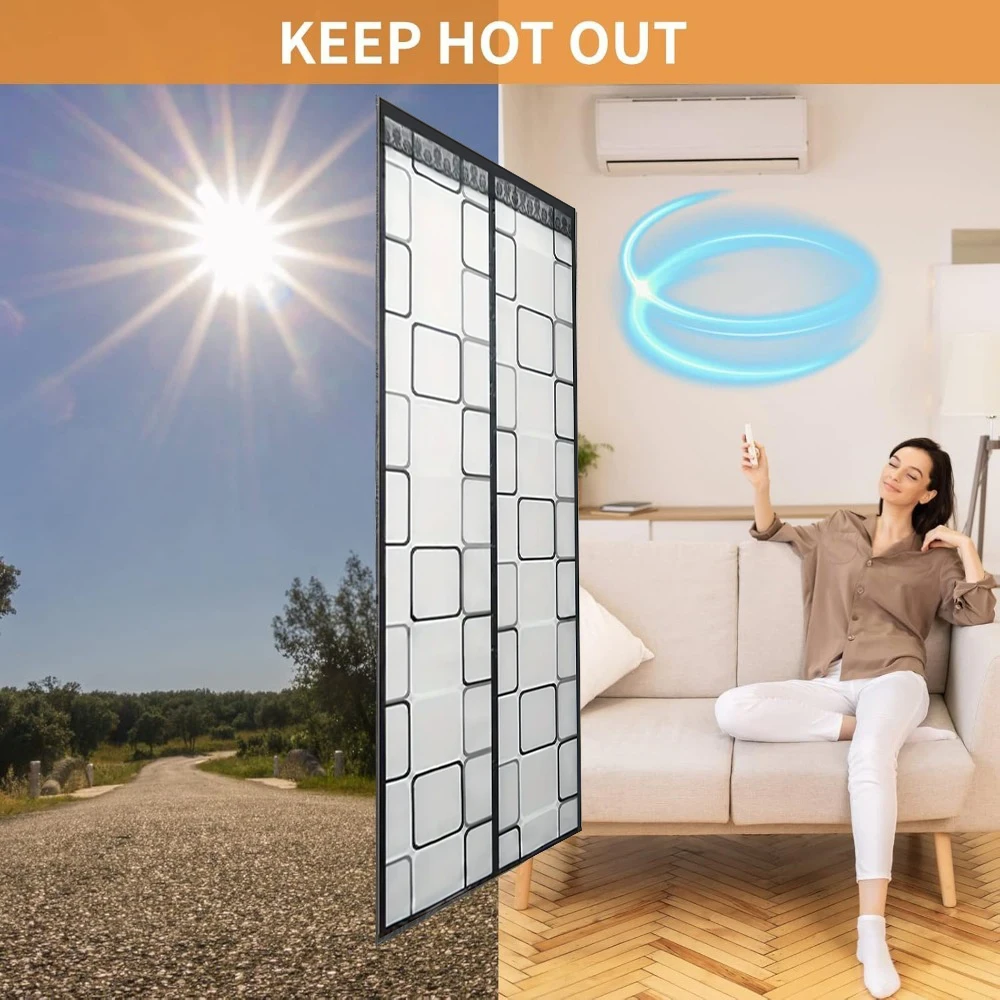 Thermal insulation door curtain - magnetic warm for winter door wind and cold suitable for air-conditioned rooms 4