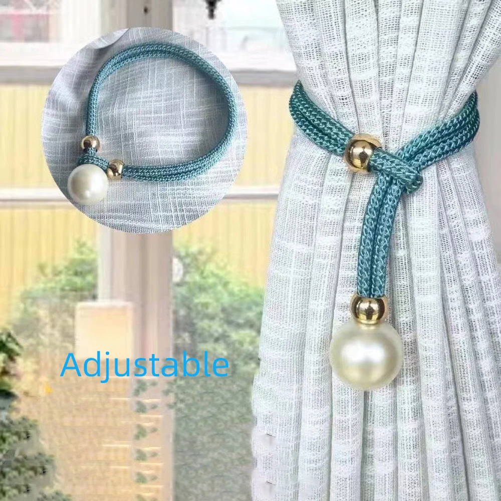 2PC Vorhänge Halter Vorhang Raffhalter Perlen Vorhänge Krawatte verstellbare Attache De Rideau Home Decor – Detail 1