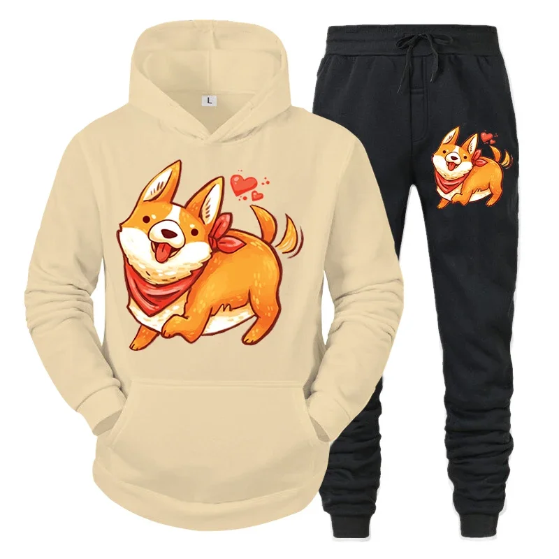 thumbnail image 1 of Conjunto de ropa deportiva con estampado de animé Shiba Inu para hombre, sudadera y pantalones con estampado de perro y animal, conjunto de 2 piezas, sudaderas y chándales divertidos para hombre, 1 of 4