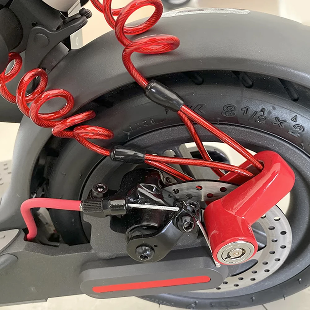 Produktbild von Rotes Bremsscheibenschloss Für Motorrad, Roller & Fahrrad - Mit 6mm Schließbolzen