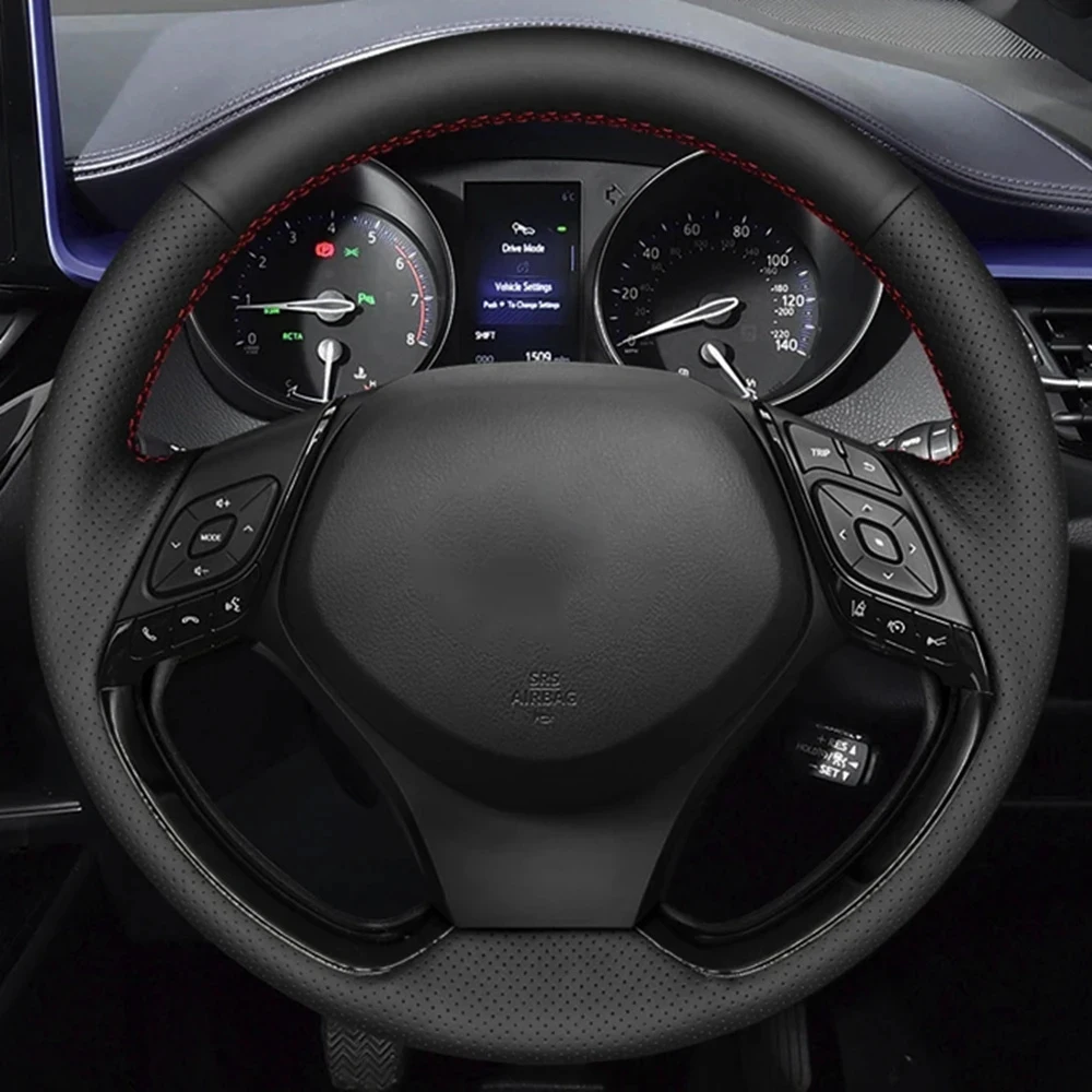 

Автомобильные товары, сделай сам, черные автомобильные аксессуары из натуральной кожи, чехол на руль для Toyota C-HR CHR 2016 2017 2018 2019