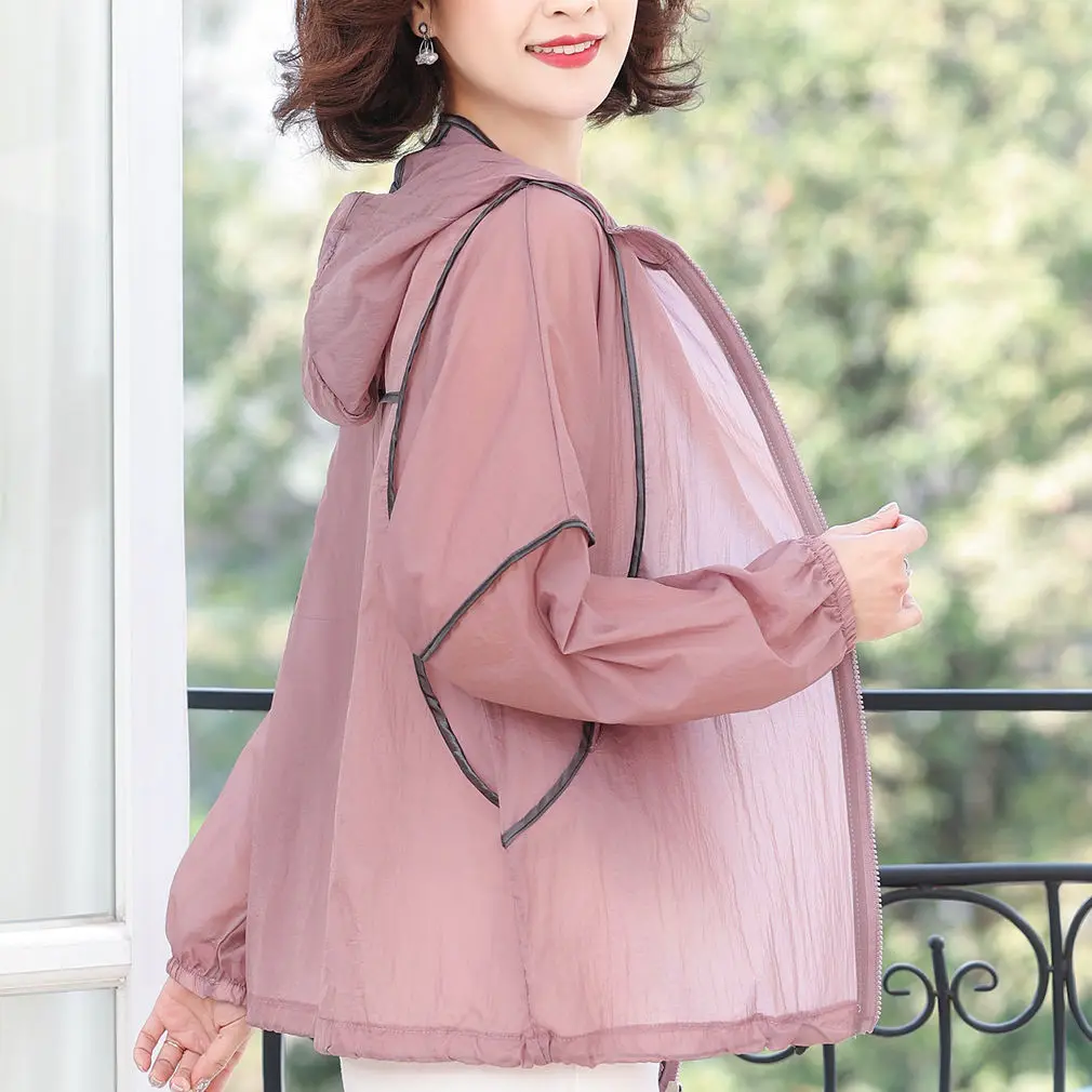 

Куртка женская однотонная с длинным рукавом, модная Свободная верхняя одежда с капюшоном и карманами, защита от солнца, однотонная, A255