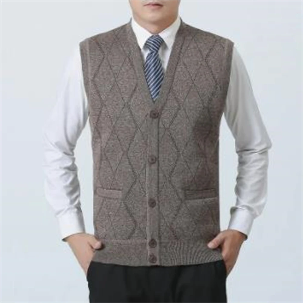 

Slim Fit Jumpers Knitwear Vest Sleeveless Winter Korean Casual Velvet Warm Fashion Sweaters Men Cardigan Waistcoat Gilet