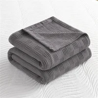Soft Cozy 100% Cotton Throw Blanket Wide 100cm/150cm/180cm/200cm Plain Knitted Sofa Bed Cover Bedspreads Home Decor Thin Blanket 4