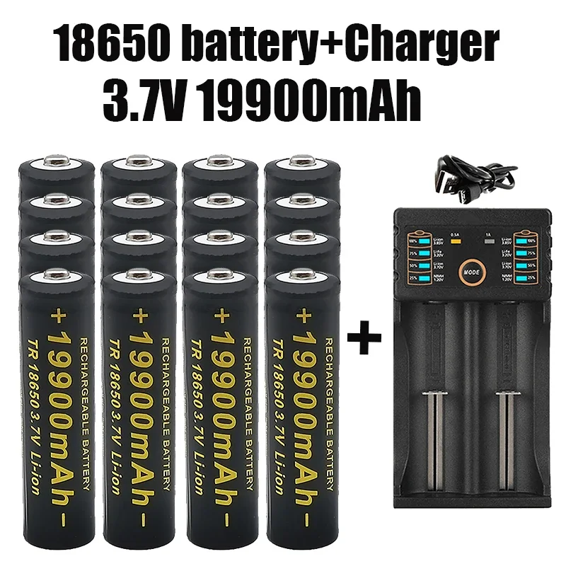 100% Nuovissimo 18650 Batteria Al Litio Torcia 18650 Batteria Ricaricabile Torcia + 201 Caricabatterie 3,7 V 19900 Mah