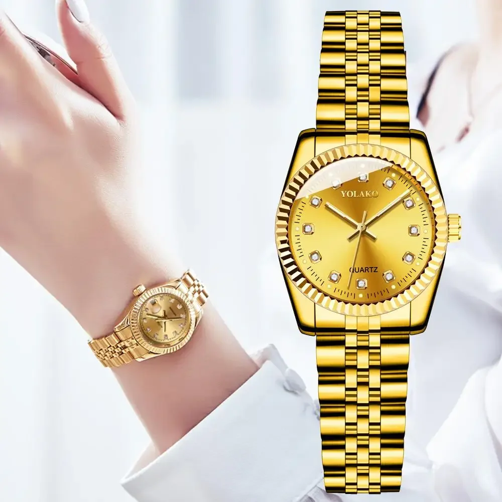 

Women Watches Top Brand Luxury 2022 Fashion Diamond Ladies Wristwatches Stainless Steel Gold Mesh Strap Female Quartz Watch
