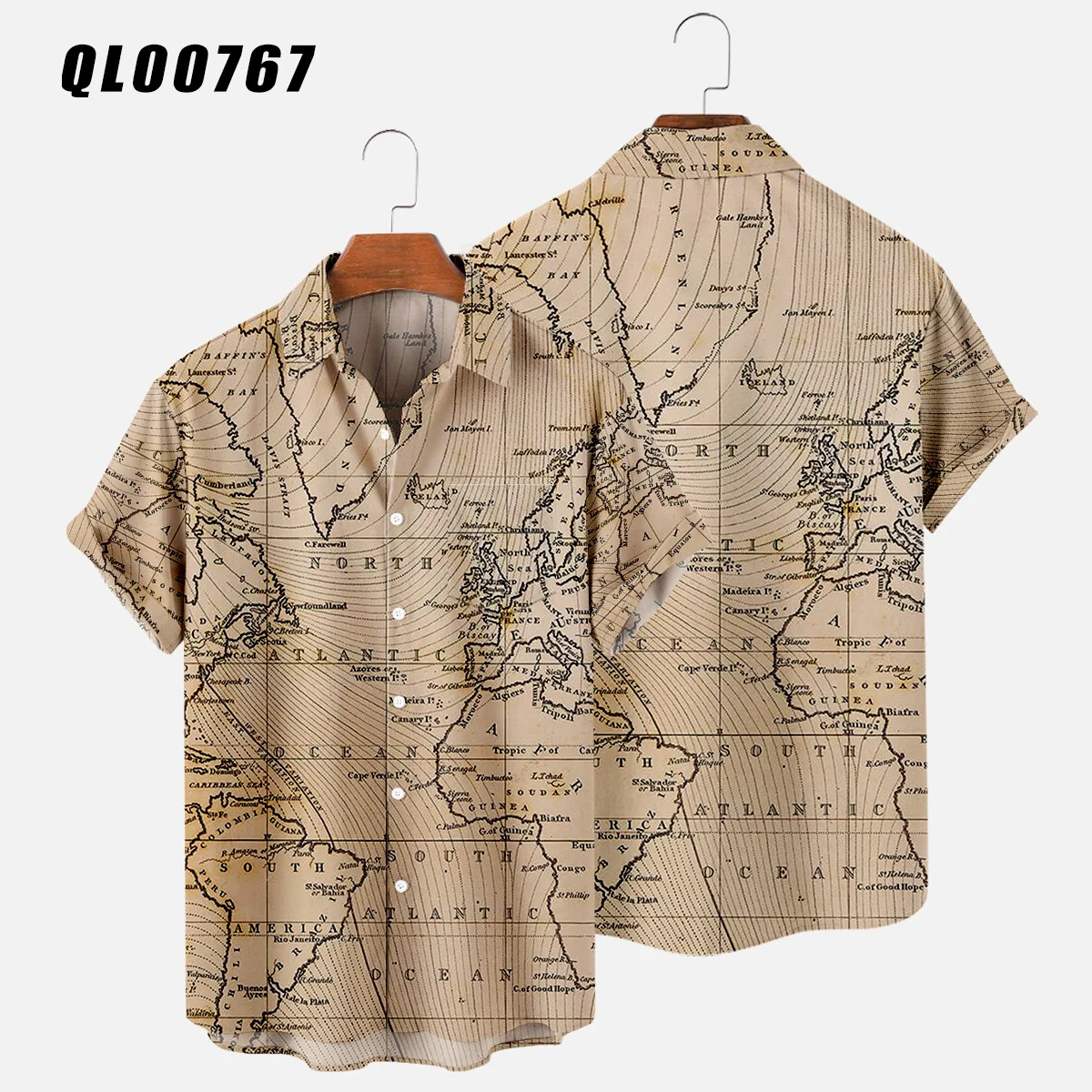 Hawaiian Men&rsquo;s Slim Fit Shirt Floral Men Fashion Map 3d Print Summer Beach Blouse