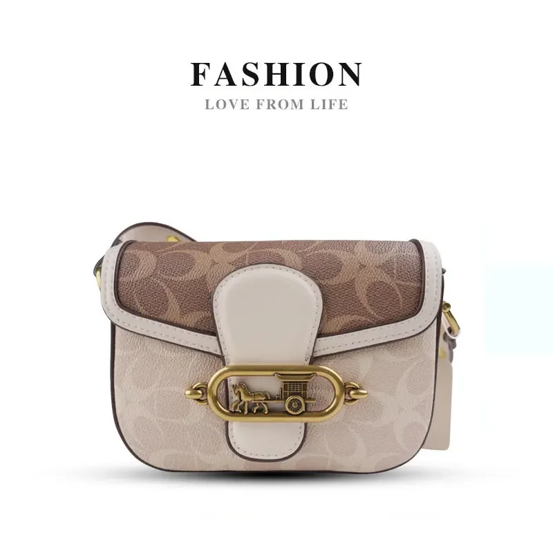 

Luxury Brands New Trend Fashion Half Round Contrast Retro Bag Advanced and Versatile One Shoulder Oblique Straddle Saddle Bag