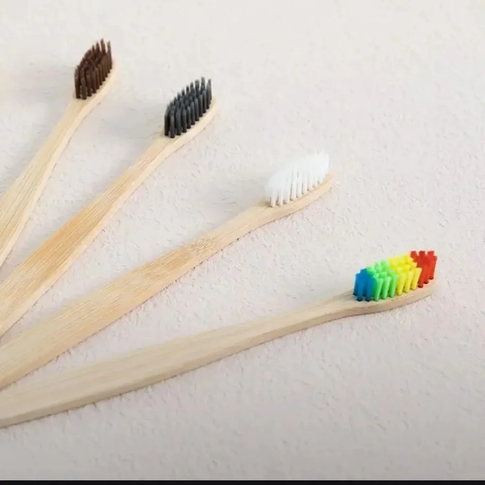 Set of 10 Eco-Friendly Soft Bristle Bamboo Toothbrushes