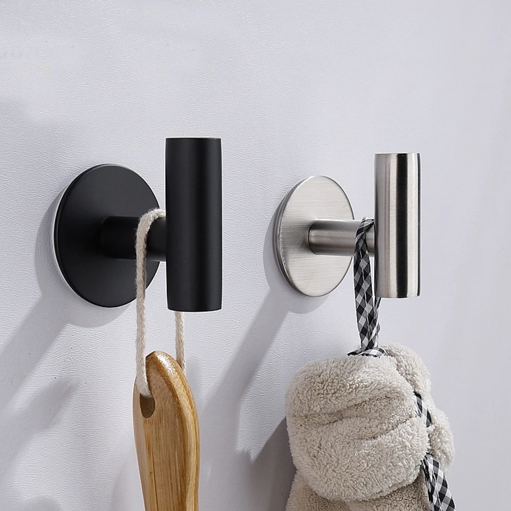 1/2PCS Klebstoff Wand Haken Edelstahl Robe Aufkleber Haken Handtuch Mantel Schlüssel Hosen Kleiderbügel Badezimmer Küche Lagerung zubehör – Detail 6