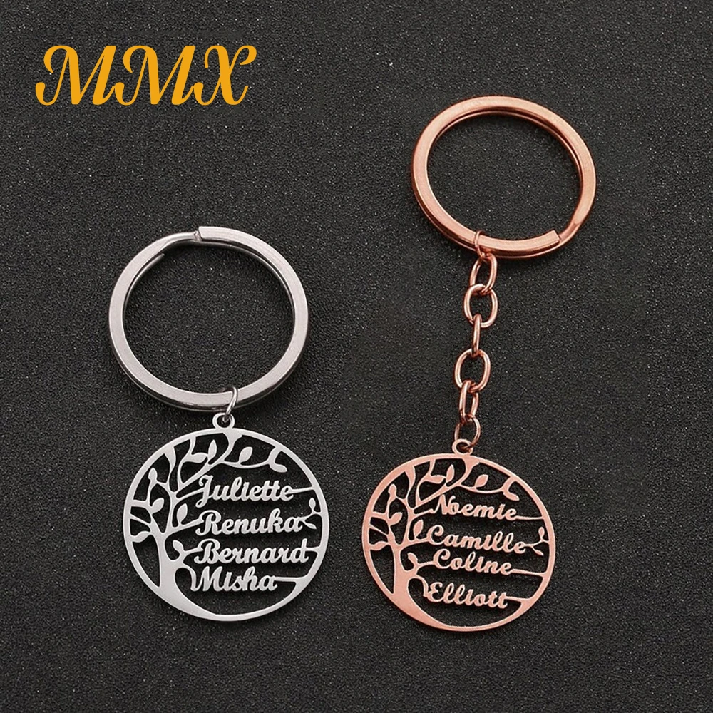Tree of Life Pandent Keychain with 1-6 Family Member Name Customized Products Women Men Keychains Personalized Gifts for Parents