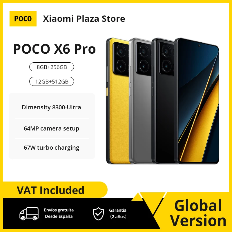 Versione globale POCO X6 Pro 5G MTK dimensione 8300-Ultra 67W Turbo ricarica 64MP tripla fotocamera con OIS 120Hz AMOLED 5100mAh