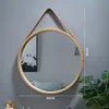 Perforation-free Vanity Mirror Wall-mounted Round Thickened Wooden Border Dressing Mirror Bathroom Mirror Makeup Mirror 6