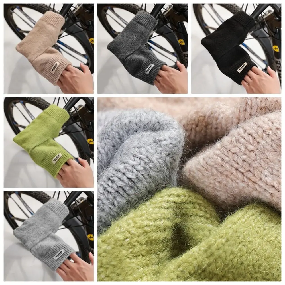 Anti-Cold Knitted Cycling Gloves Colorful Protector Anti-Cold Gloves Warm Soft Hand Protector Gloves Bike Handlebar