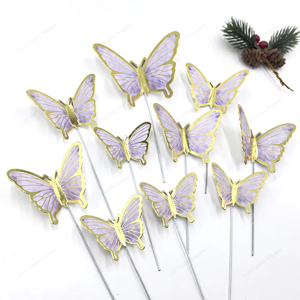 Elegant Gold & Pink Butterfly Cake Toppers - Birthday & Wedding Decor