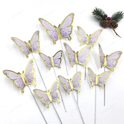 Purple Pink Butterfly Cake Topper - Elegant Birthday & Wedding Decoration (10pcs New Purple)