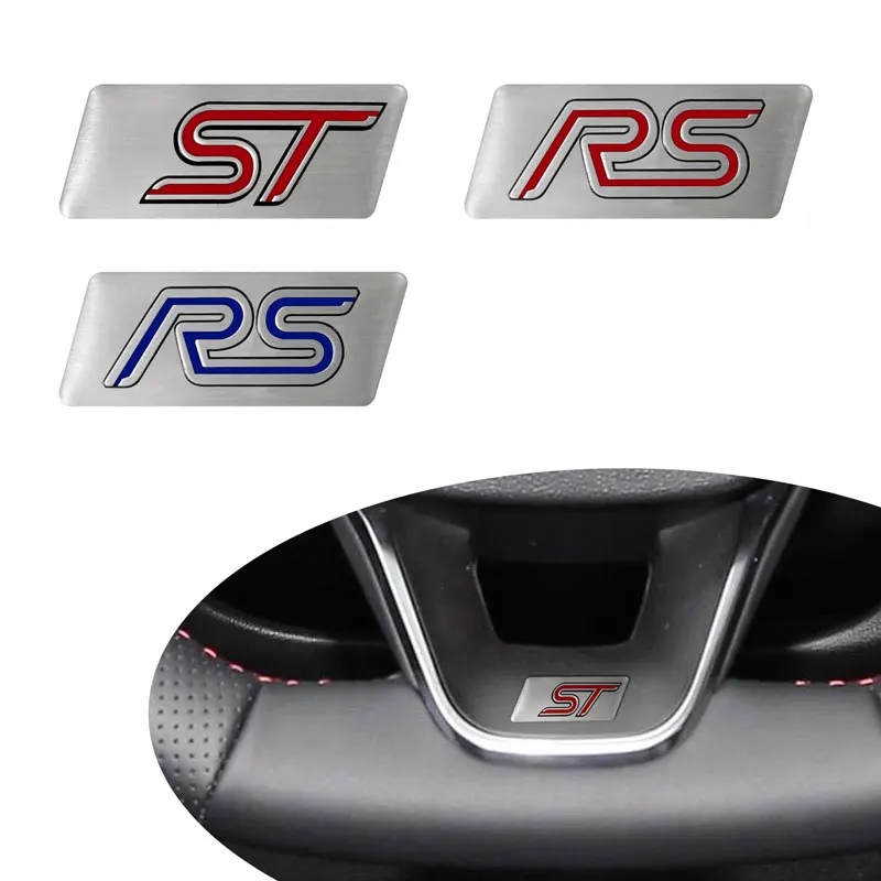 Auto Interior 3D Alluminio Rs/St Emblema Volante Console Centrale Adesivo Per Ford Focus Mk2 Mk3 Fiesta Kuga Puma Accessori