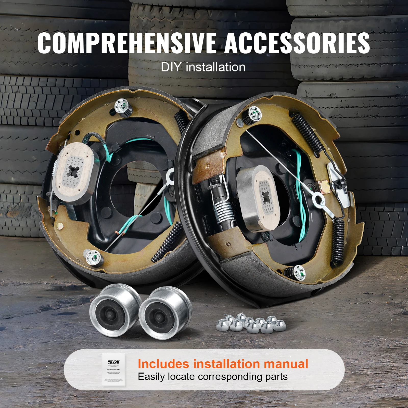 SucceBuy 2Pcs 3500/7000lbs Electric Trailer Brake Assembly Self-Adjusting Axle Backing Plates for Brake System Part Replacement