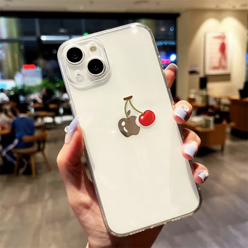 Playful Cherry Transparent Shockproof Phone Case - Soft, Durable, and Stylish Cover